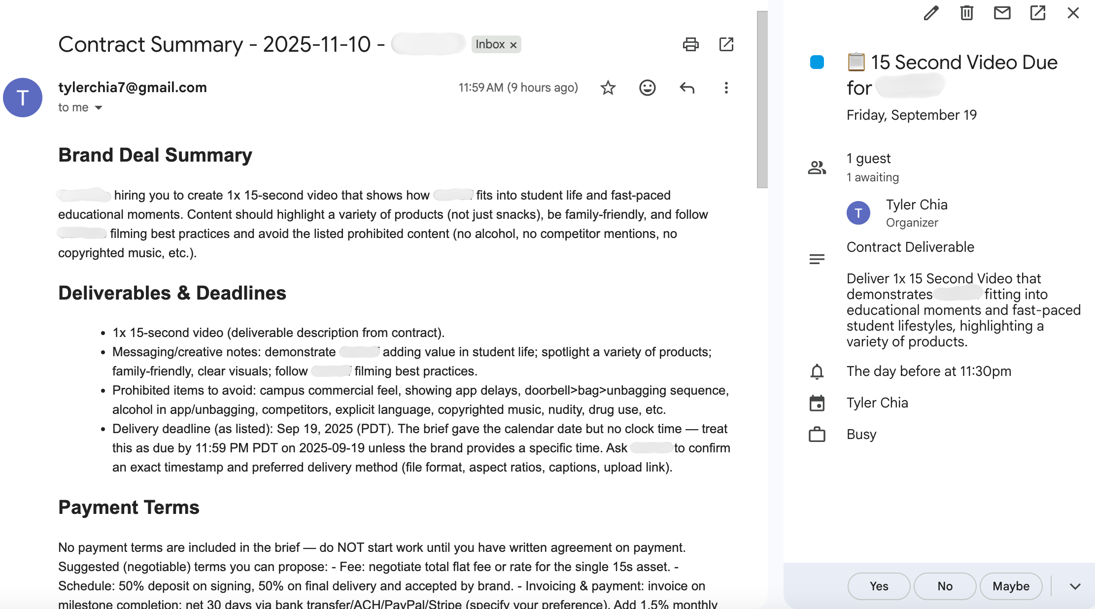 Email Output Example